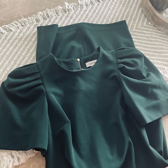 Calvin Klein Green Puff Sleeve Sheath Dress - Picture 4 of 8
